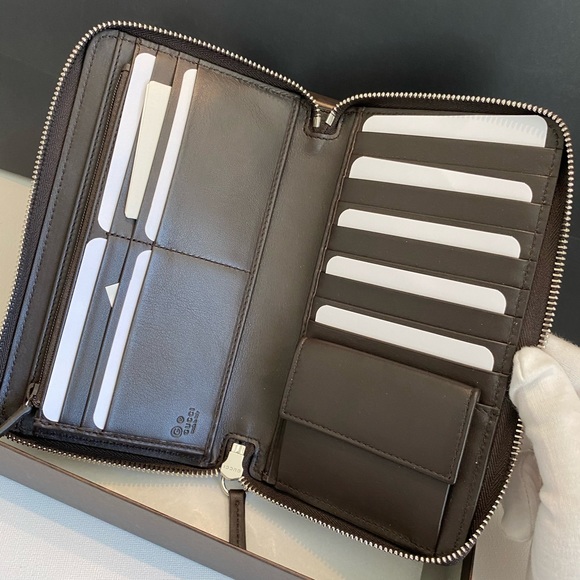 Gucci Handbags - XL Gucci Zip Around Wallet MicroGuccissima Brown